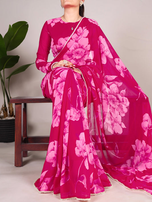 Foral Printed Chiffon Saree