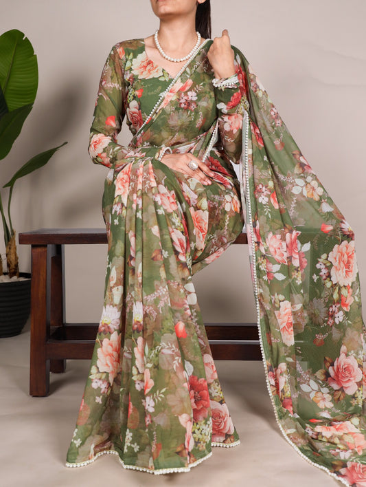 Weightless Marbal Printed Saree