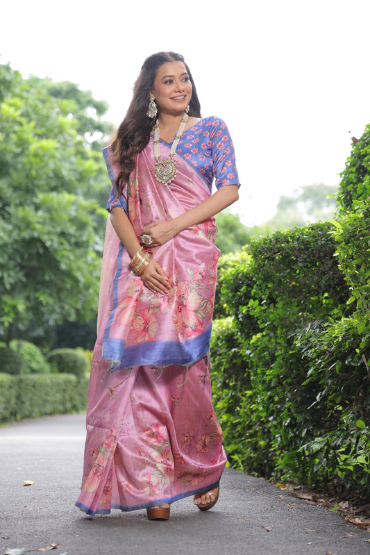 Soft Tussar Printed Silk saree