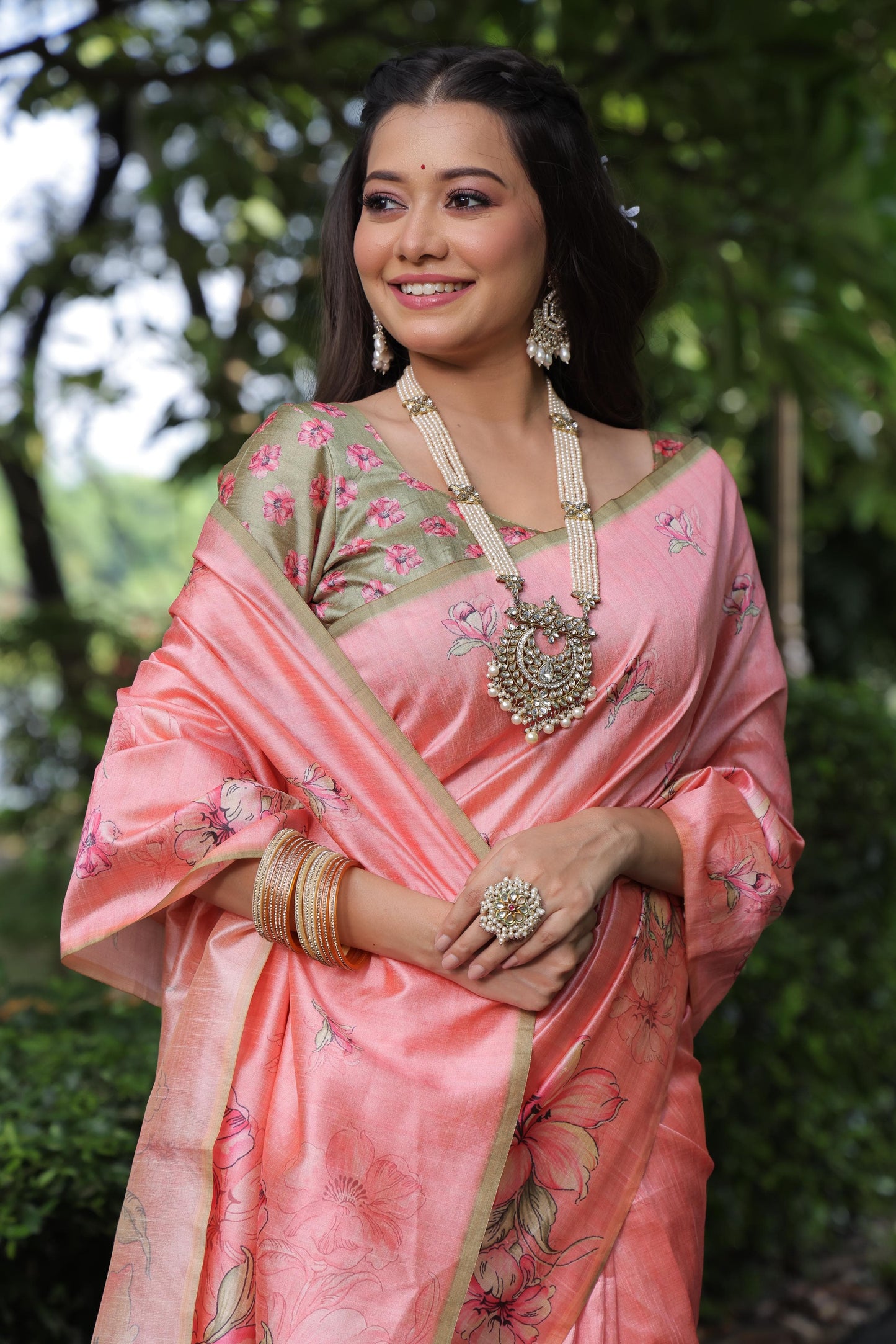 Soft Tussar Printed Silk saree
