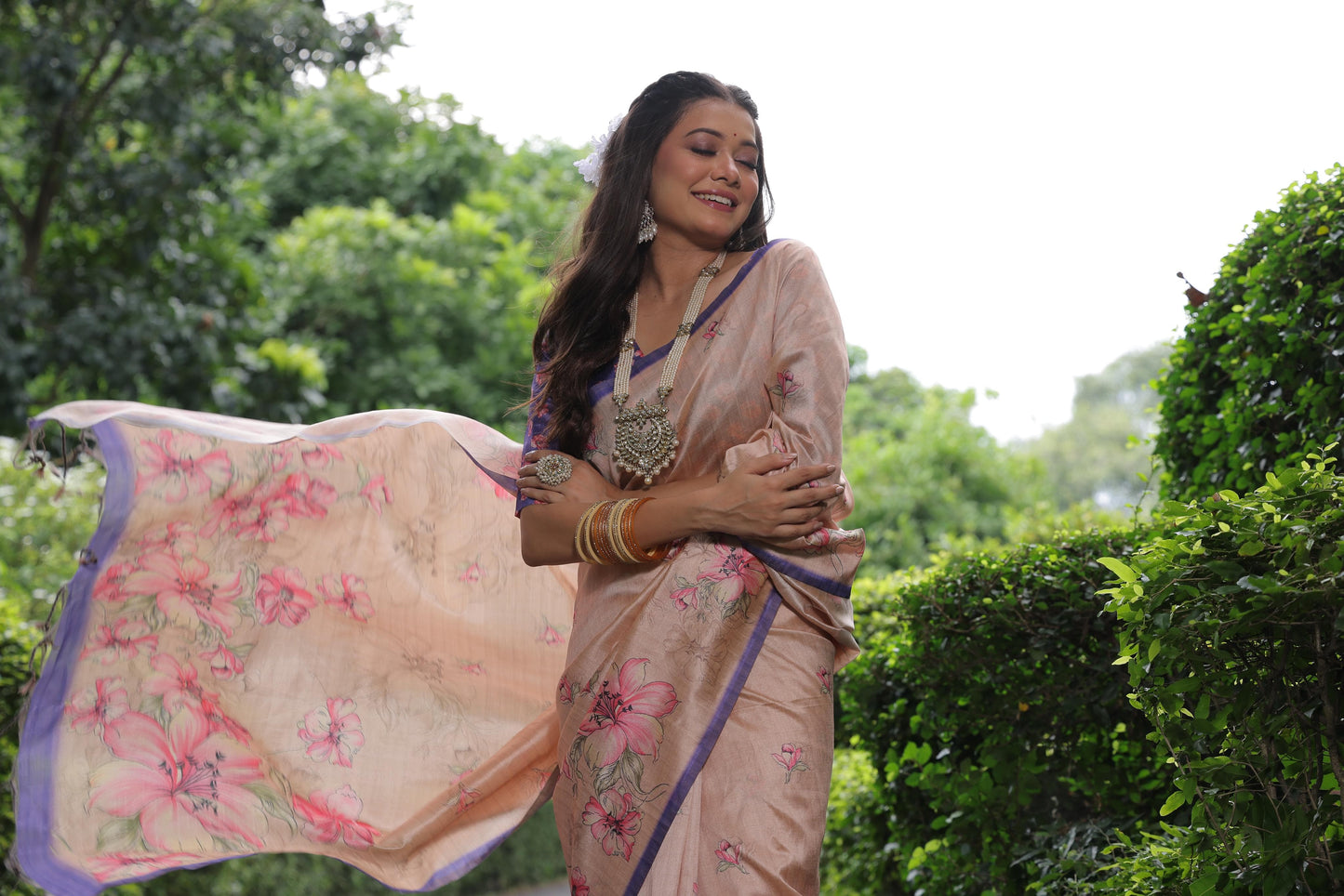 Soft Tussar Printed Silk saree