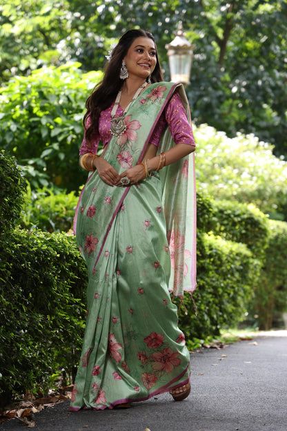 Soft Tussar Printed Silk saree