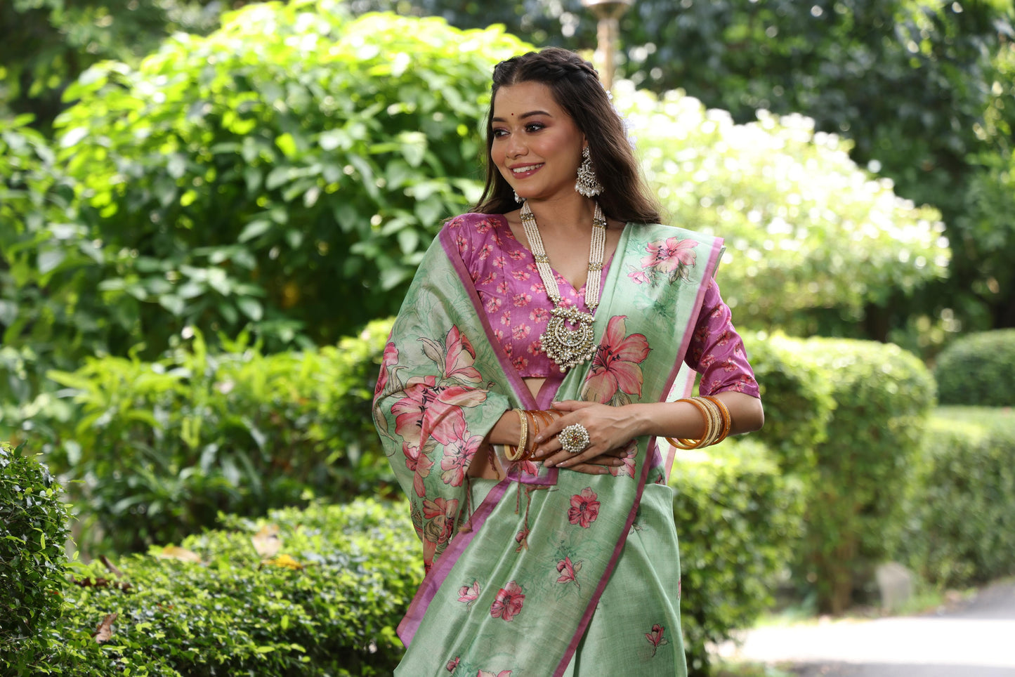 Soft Tussar Printed Silk saree