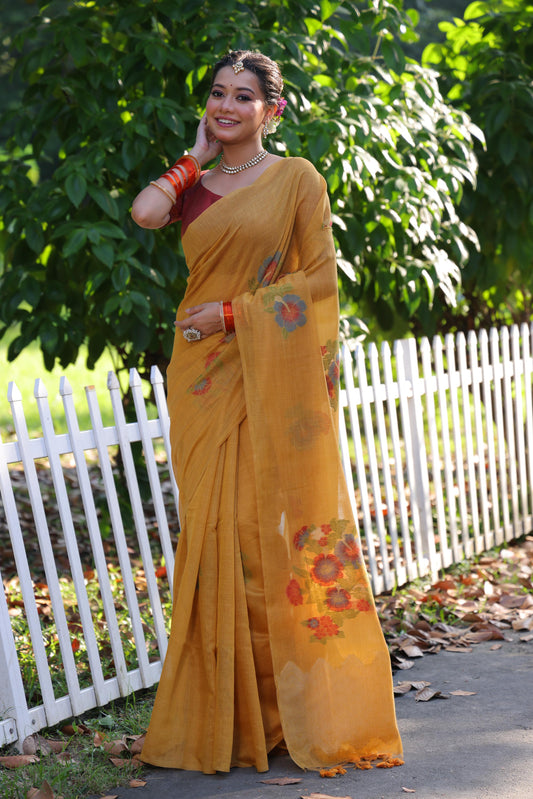 Premium soft Muga Cotton saree