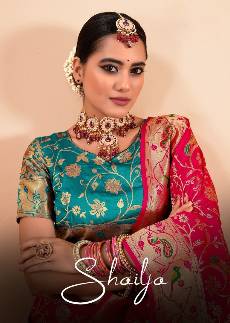 Red Paithani Silk Saree With Multi-Color Zari Weaving